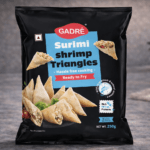 Surimi shrimp triangles Gadre ready to fry seafood appetizer for HoReCa kitchens