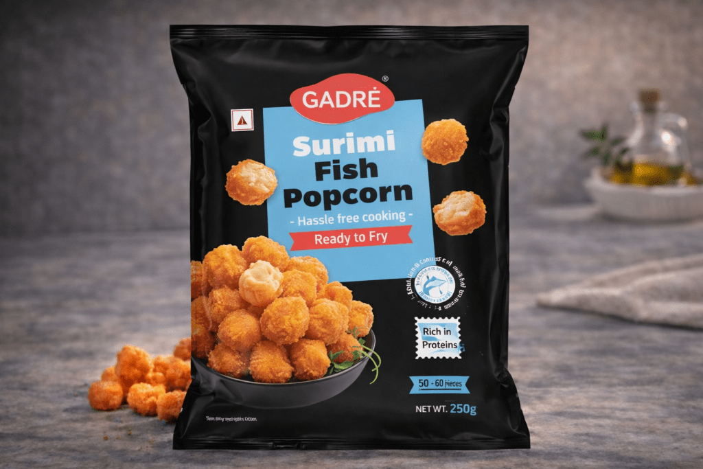 Surimi fish popcorn Gadre ready to fry seafood appetizer for HoReCa kitchens