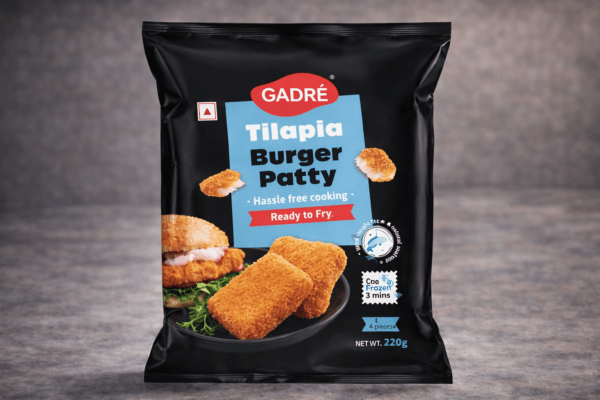 Tilapia burger patty Gadre ready to fry seafood burger patty