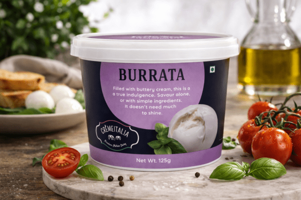 Burrata cheese Cremitalia creamy soft cheese with rich center for HoReCa