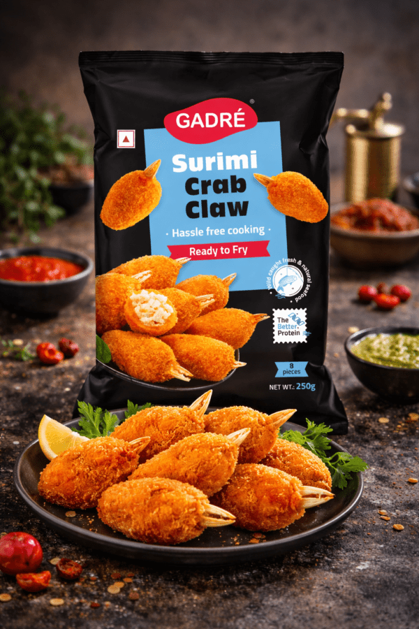 Surimi crab claw Gadré ready to fry seafood appetizer for HoReCa