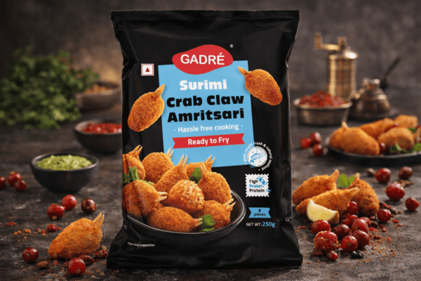 Surimi crab claw Amritsari Gadré ready to fry seafood appetizer